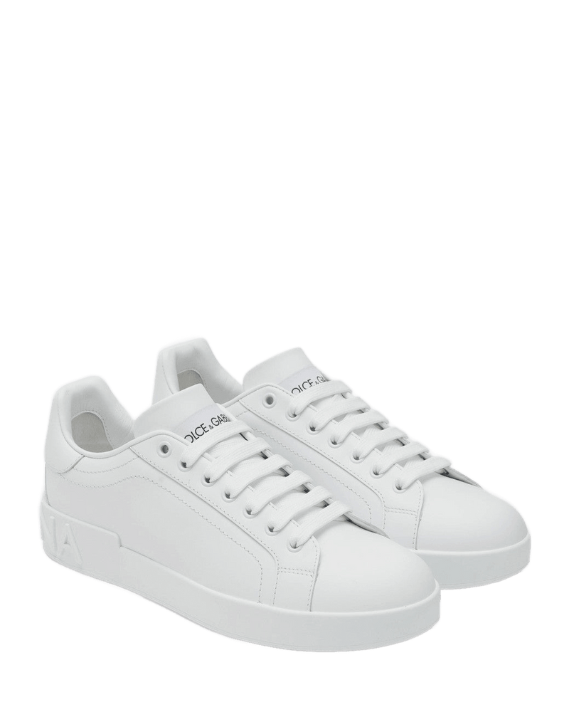 Dolce & Gabbana White Leather Portofino Sneakers Glam Steals