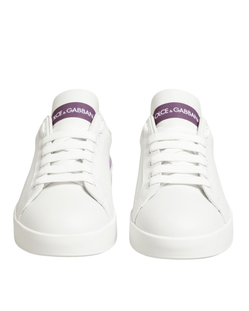 Dolce & Gabbana White Leather Purple Casual Sneakers Shoes Glam Steals