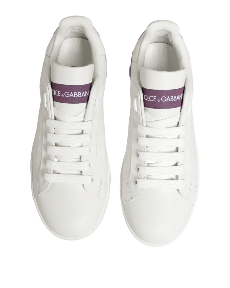 Dolce & Gabbana White Leather Purple Casual Sneakers Shoes Glam Steals