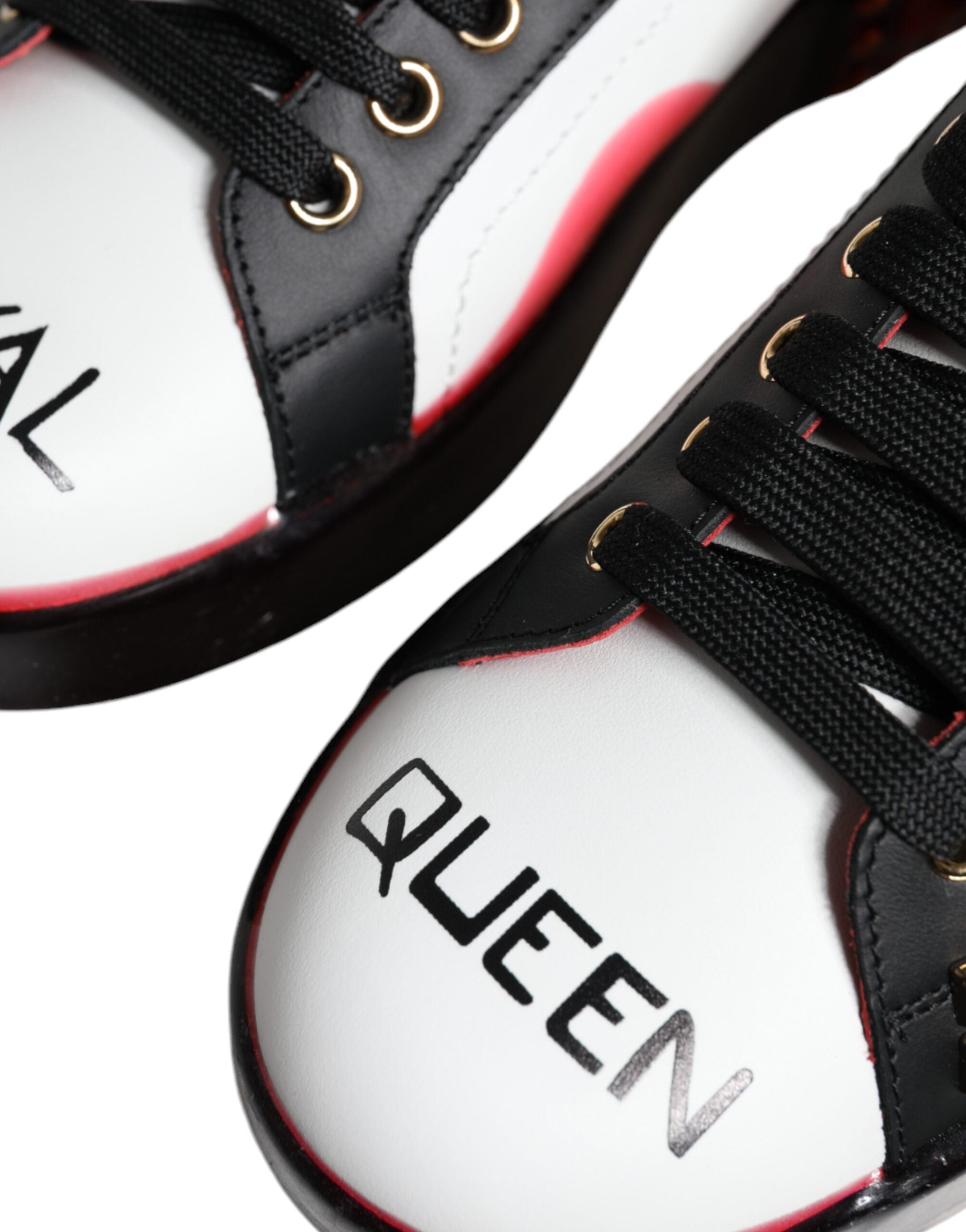 Dolce & Gabbana White Leather Red Crystals Portofino Sneakers Shoes Glam Steals