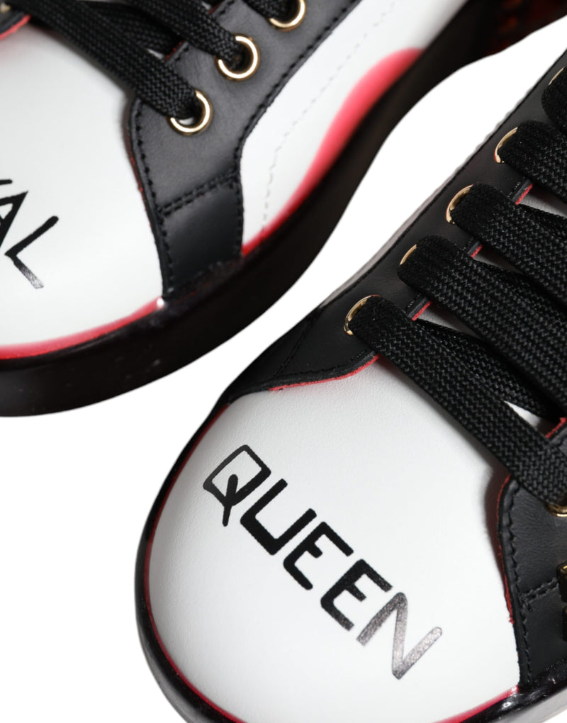 Dolce & Gabbana White Leather Red Crystals Portofino Sneakers Shoes Glam Steals