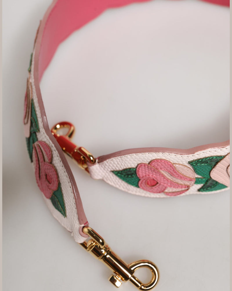 Dolce & Gabbana White Leather Strap Floral Calf Bag Accessory Shoulder Glam Steals