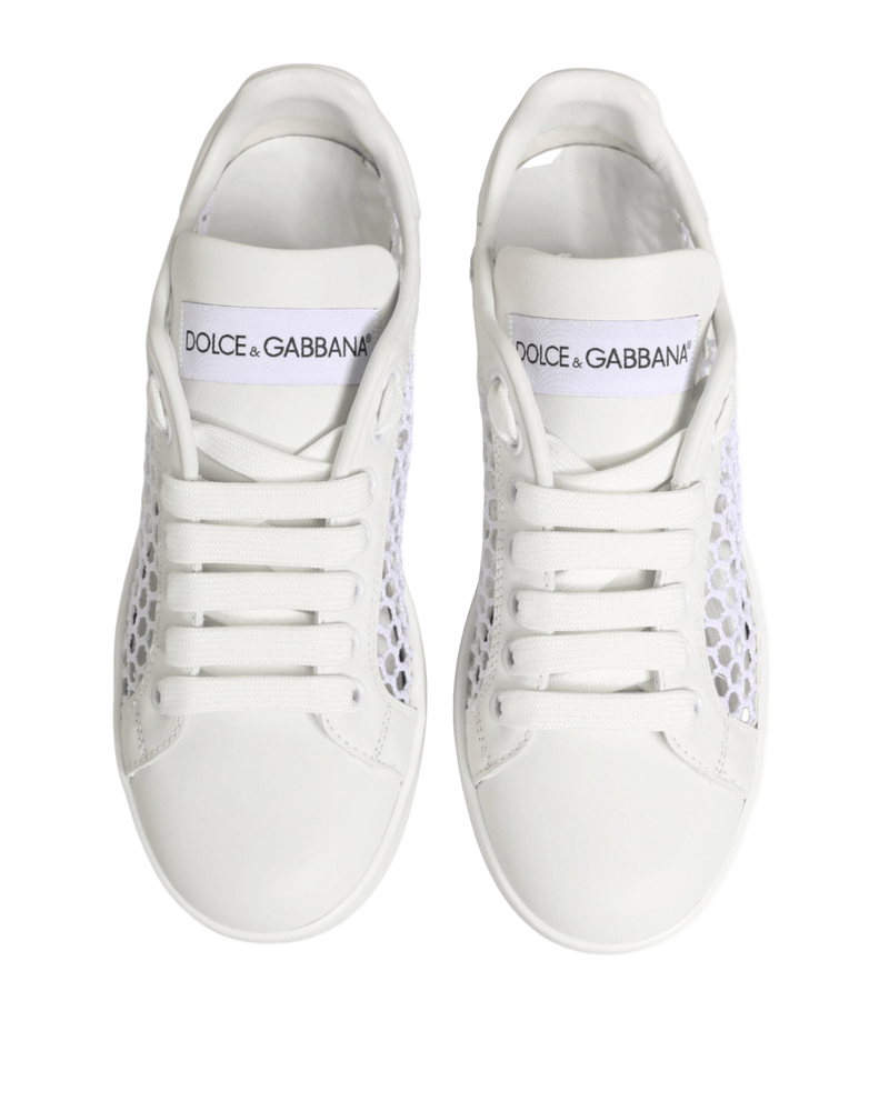 Dolce & Gabbana White Mesh Inserts Low Top Sneakers Shoes Glam Steals