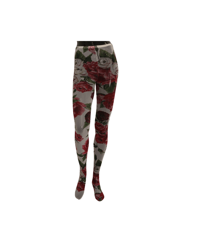 Dolce & Gabbana White Nylon Floral Print Tights Stockings Leggings