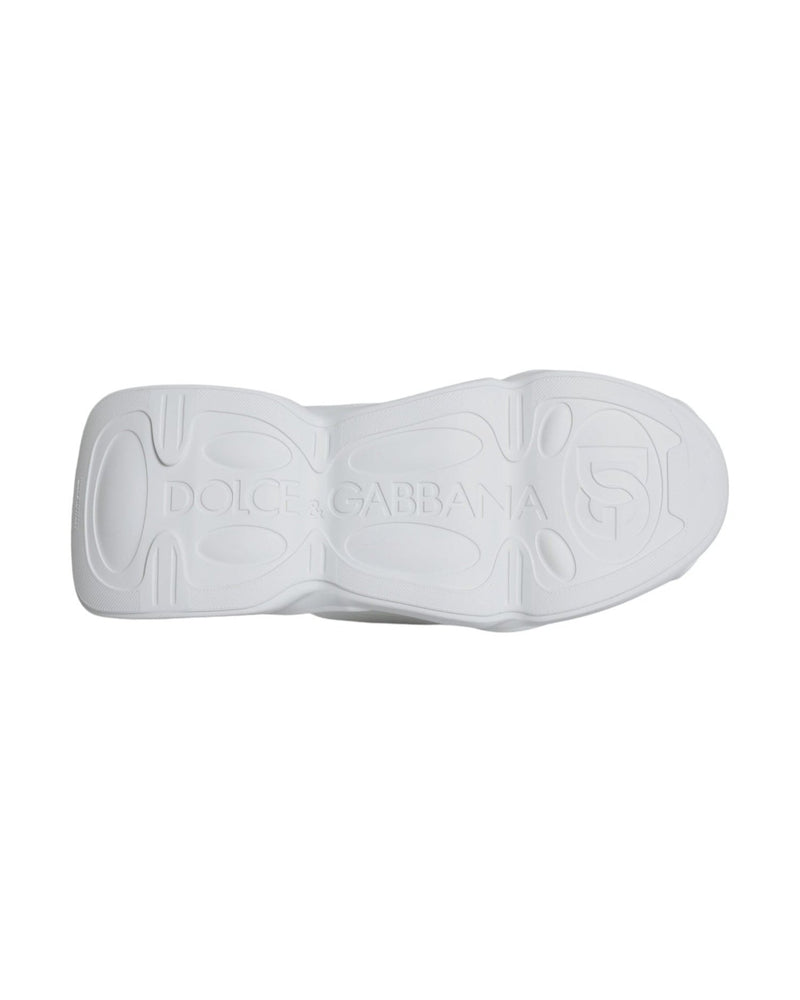 Dolce & Gabbana White Padded Fabric Low Top Sneakers Shoes Sneakers