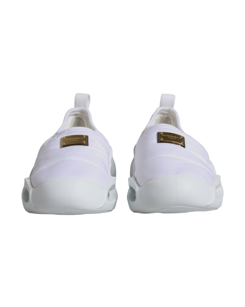 Dolce & Gabbana White Padded Fabric Low Top Sneakers Shoes Sneakers