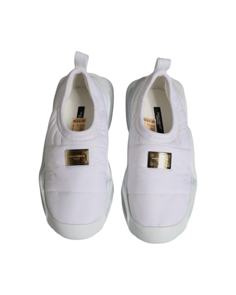 Dolce & Gabbana White Padded Fabric Low Top Sneakers Shoes Sneakers