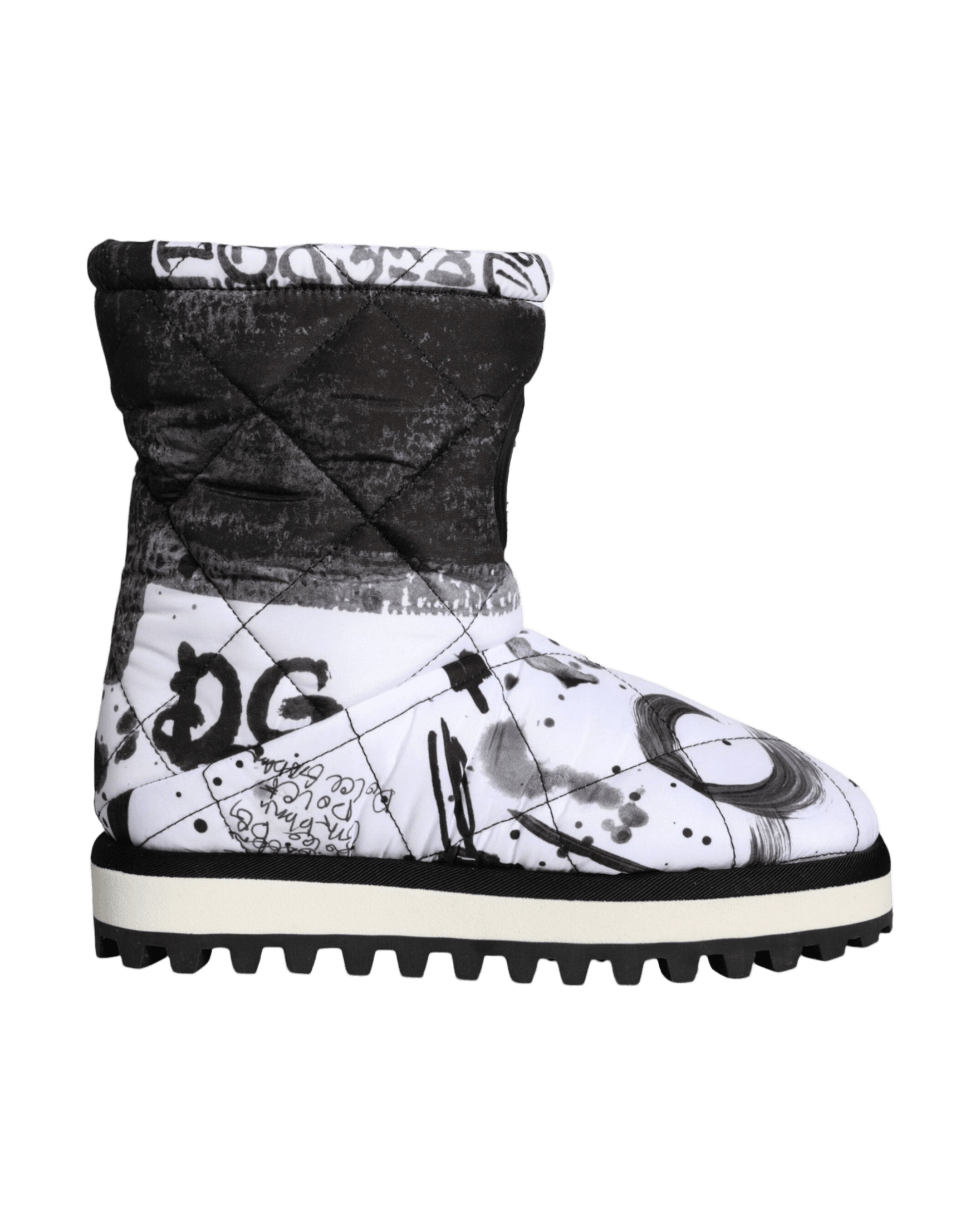 Dolce & Gabbana White Padded Logo Print Mid Calf Boots Shoes Glam Steals