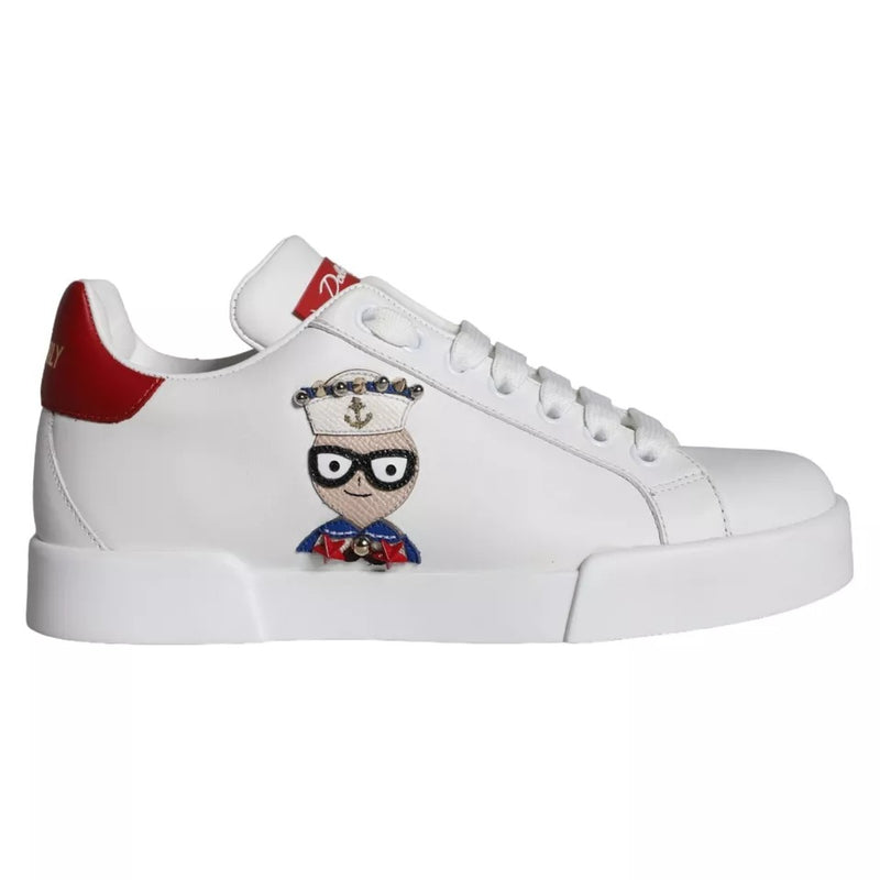 Dolce & Gabbana White Patch Calfskin Nappa Portofino Sneakers Glam Steals