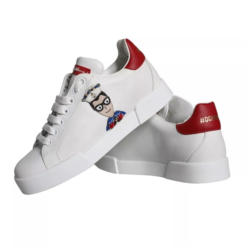 Dolce & Gabbana White Patch Calfskin Nappa Portofino Sneakers Glam Steals