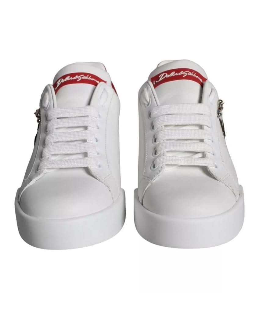 Dolce & Gabbana White Patch Calfskin Nappa Portofino Sneakers Sneakers