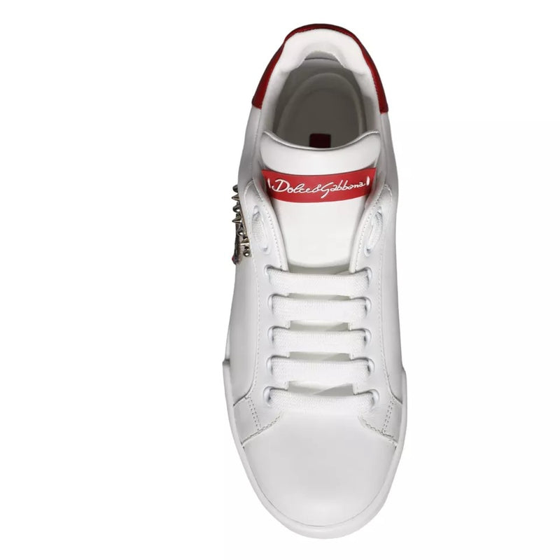 Dolce & Gabbana White Patch Calfskin Nappa Portofino Sneakers Glam Steals