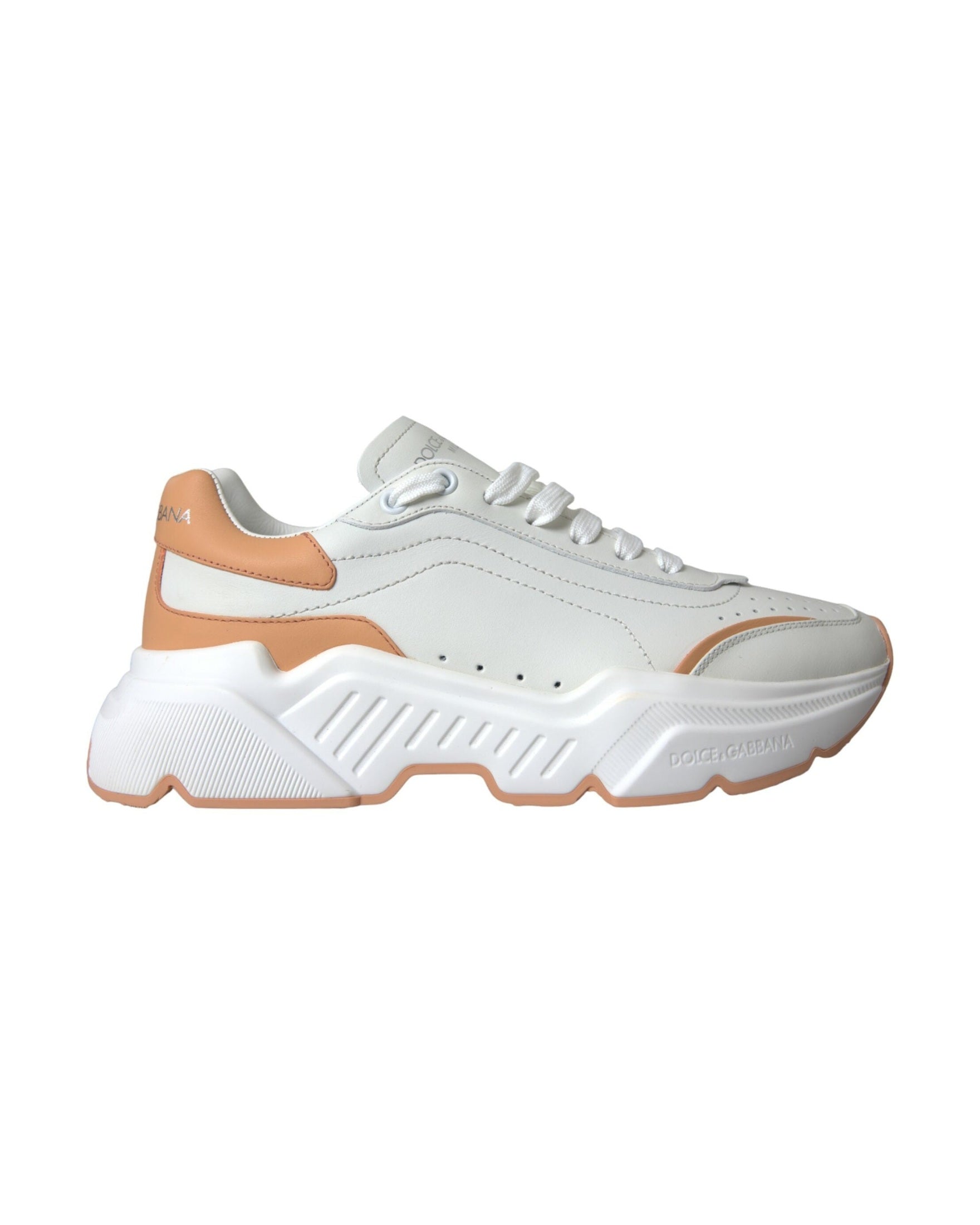 Dolce & Gabbana White Peach Daymaster Leather Sneakers Shoes Glam Steals