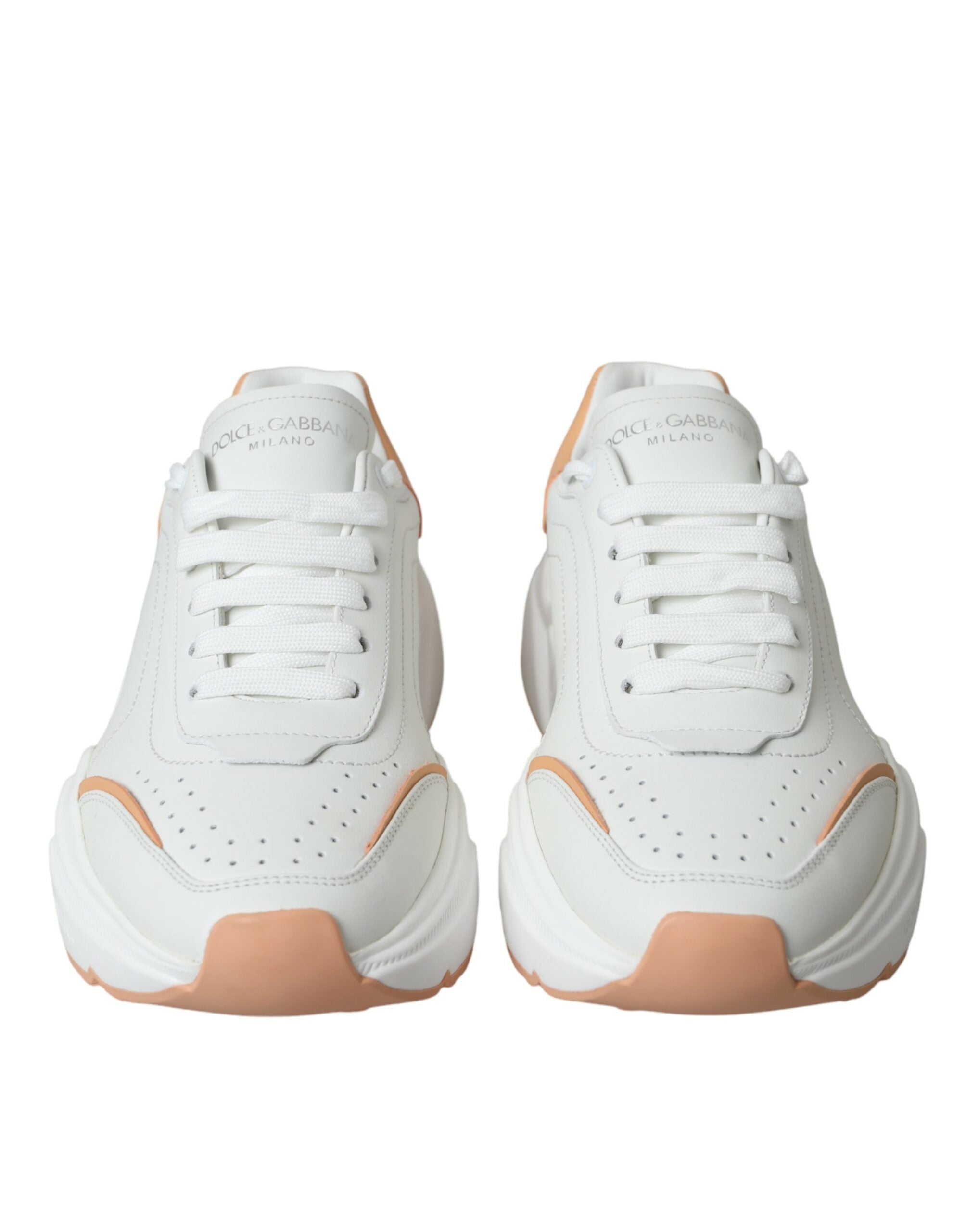 Dolce & Gabbana White Peach Daymaster Leather Sneakers Shoes Glam Steals