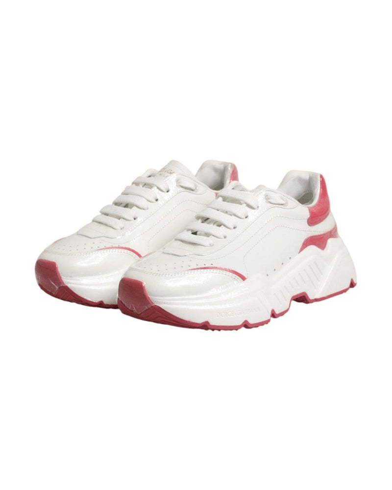 Dolce & Gabbana White Pink Daymaster Low Top Sneakers Shoes Glam Steals