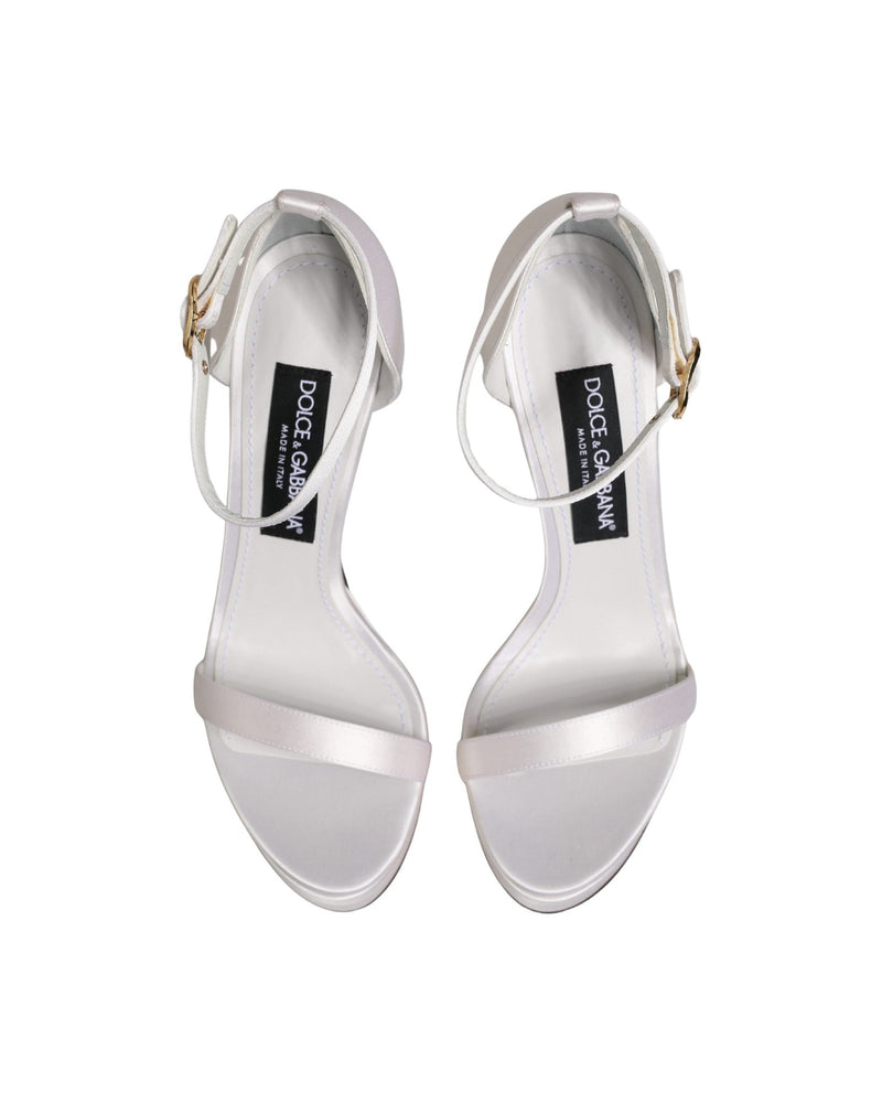 Dolce & Gabbana White Platform Ankle Strap Sandals Shoes 
