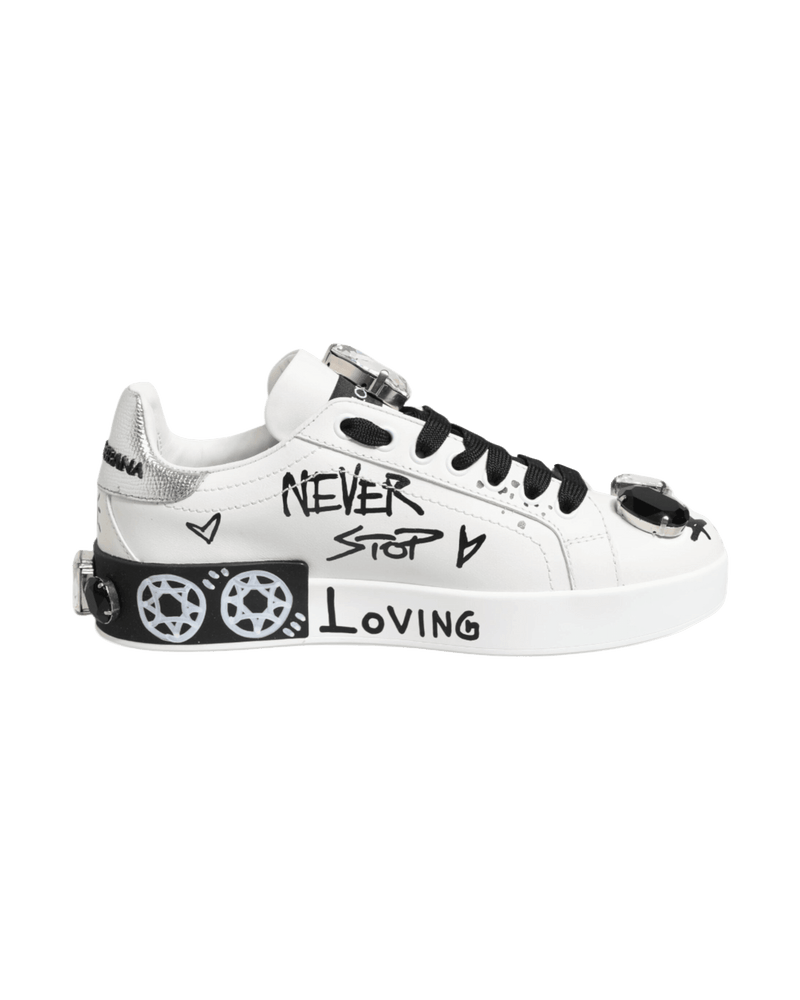 Dolce & White Gabbana Portofino Crystal Sneakers Shoes Glam Steals