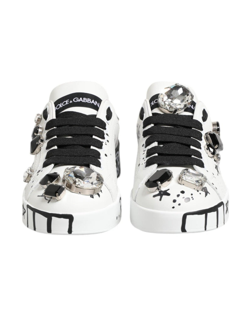 Dolce & Gabbana White Portofino Crystal Sneakers Shoes Glam Steals