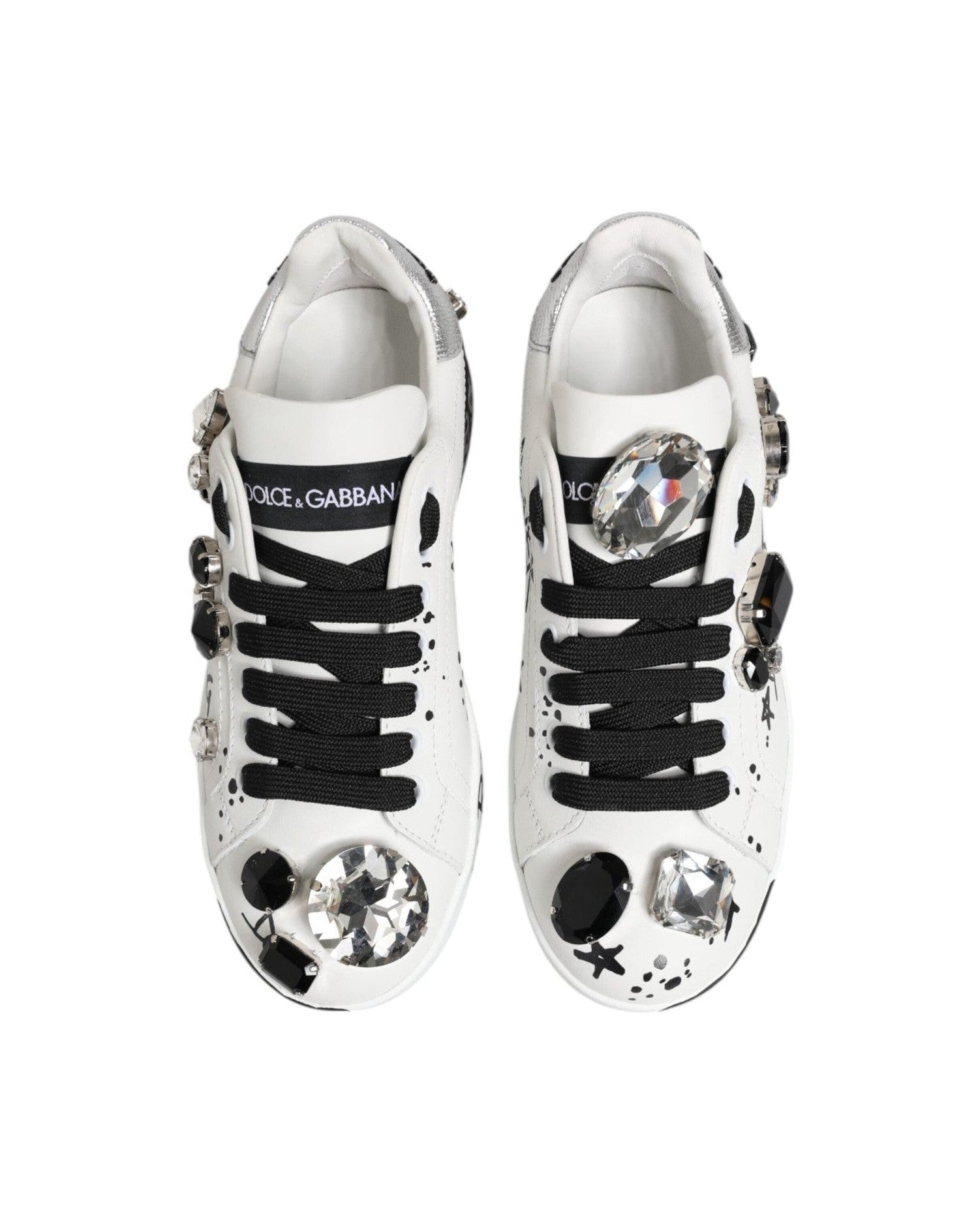 Dolce & Gabbana White Portofino Crystal Sneakers Shoes Glam Steals