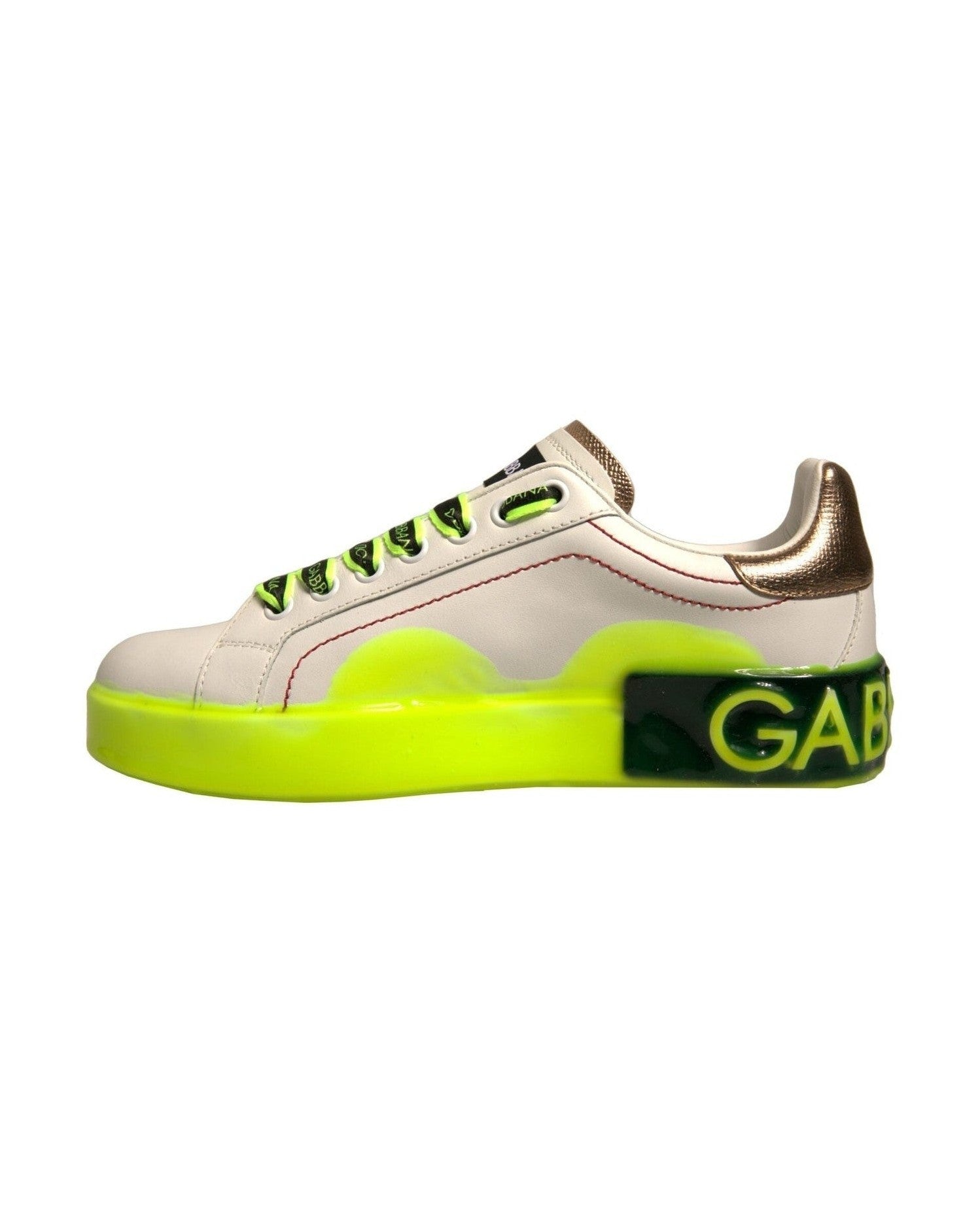 Dolce & Gabbana White Yellow Portofino Leather Sneakers Shoes Glam Steals