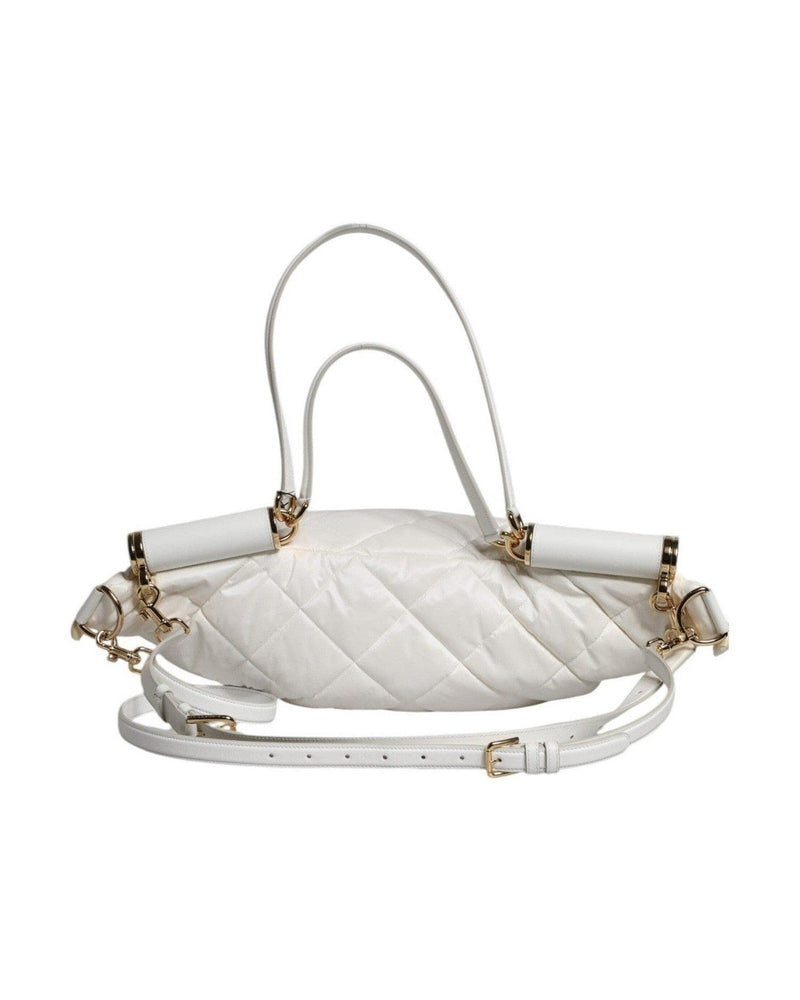 Dolce & Gabbana White Quilted Logo Plaque Belt Waist Fanny Pack Bag Glam Steals