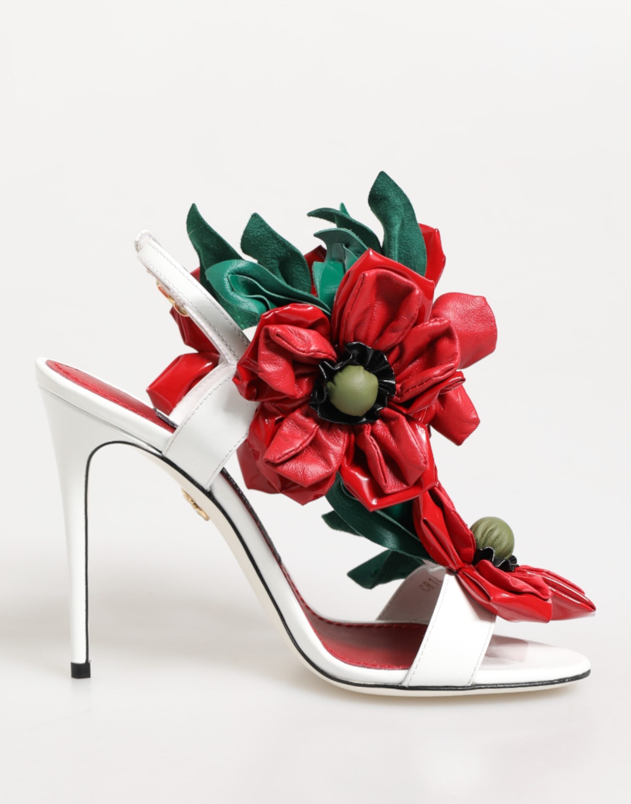 Dolce & Gabbana White Red Floral Detailing Sandals Shoes Glam Steals