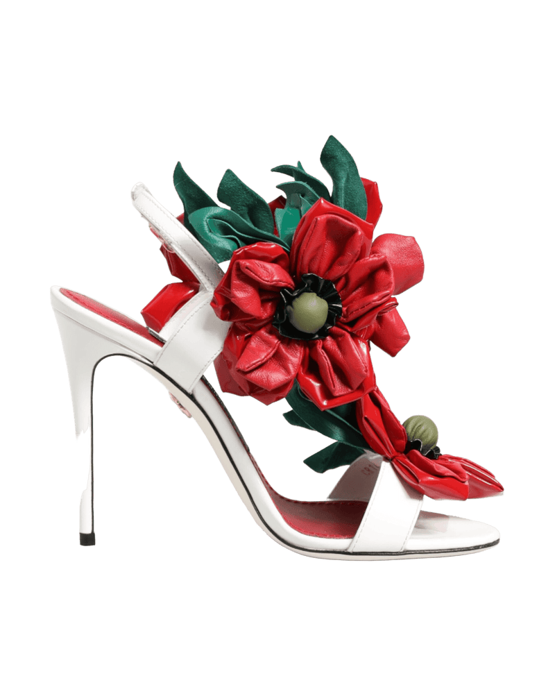 Dolce & Gabbana White Red Floral Detailing Sandals Shoes Glam Steals