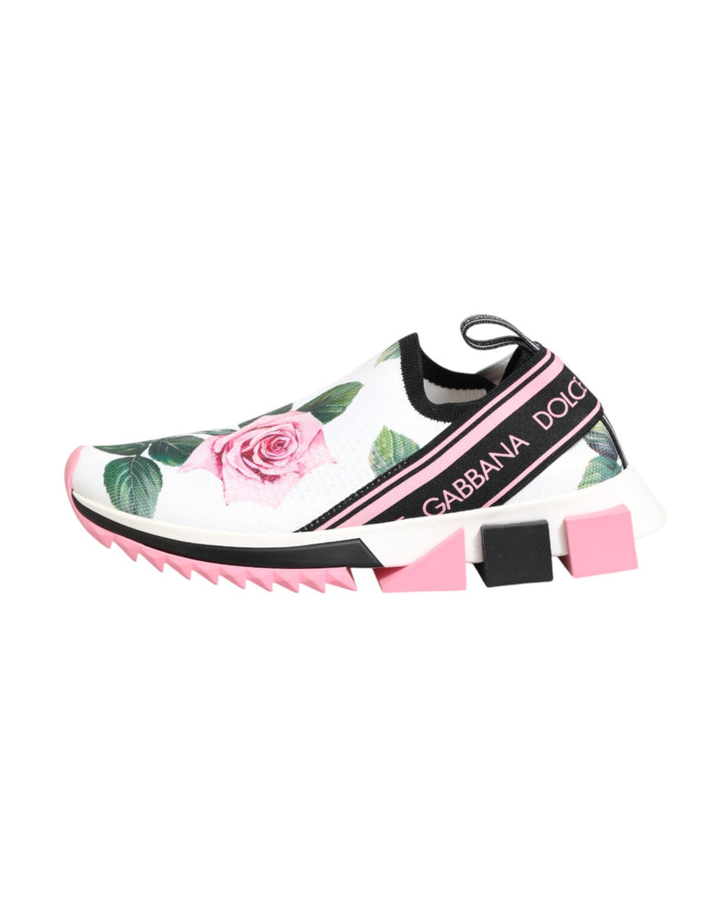 Dolce & Gabbana White Rose Print Sorrento Sneakers Glam Steals