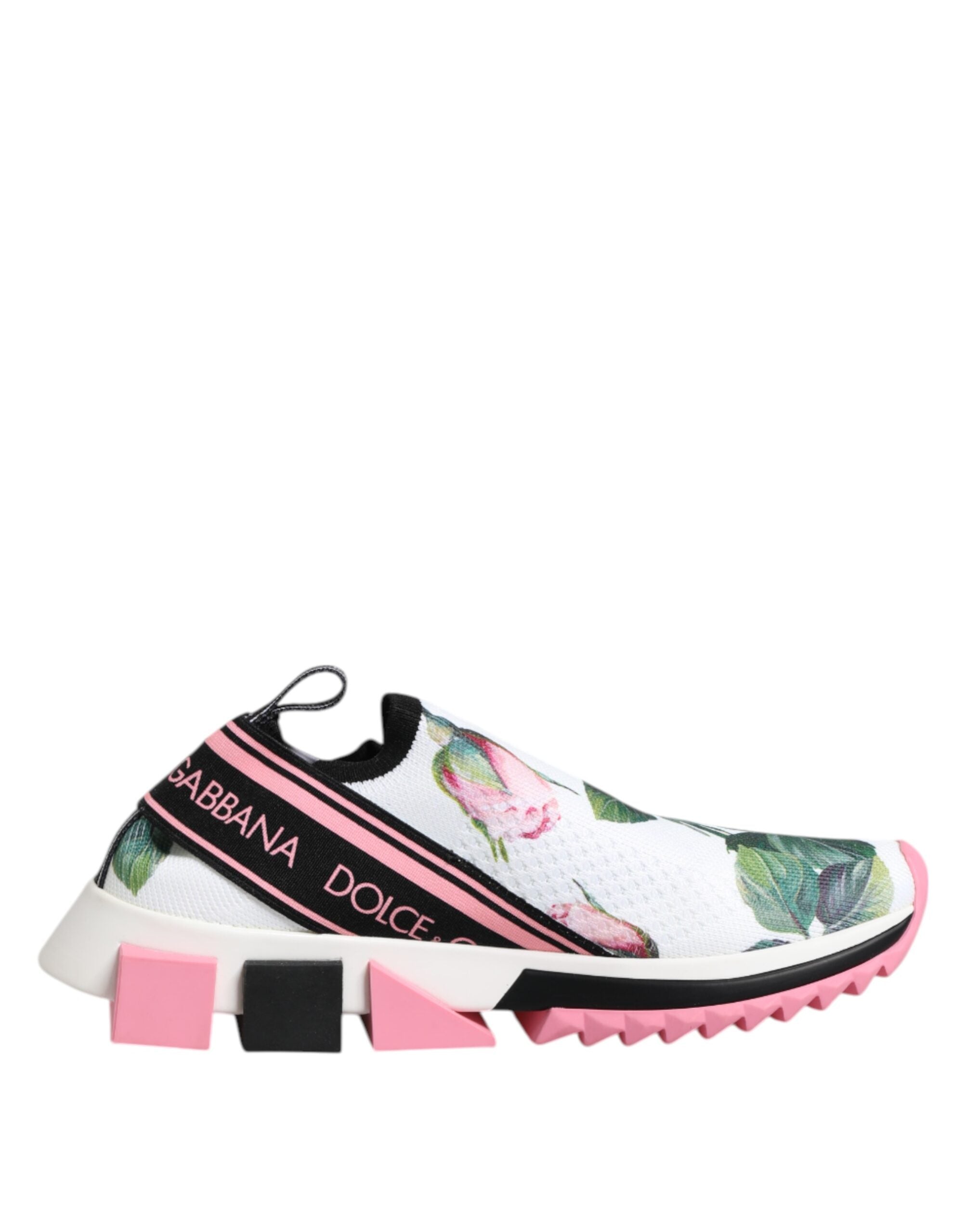 Dolce & Gabbana White Rose Print Sorrento Sneakers Shoes Glam Steals