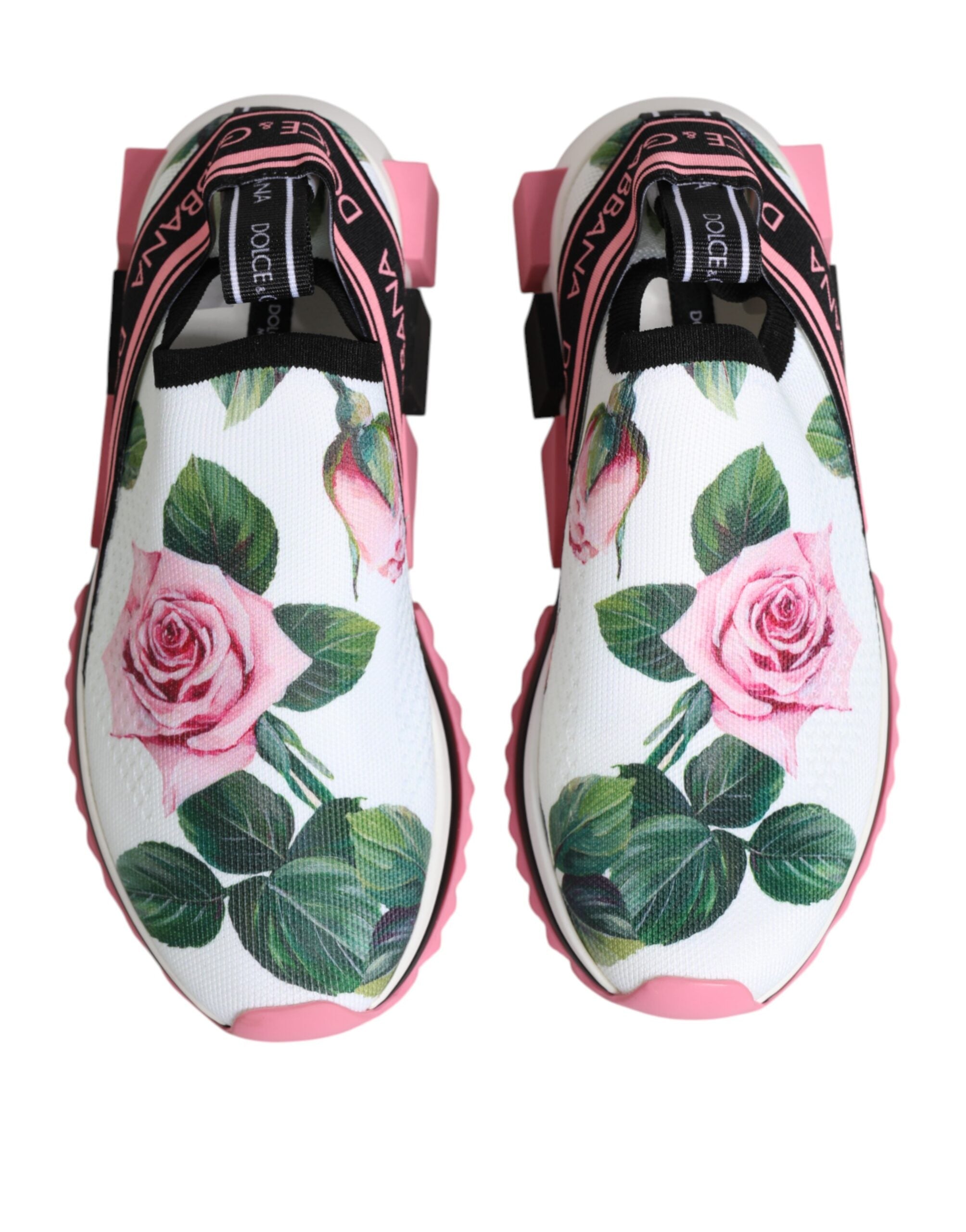 Dolce & Gabbana White Rose Print Sorrento Sneakers Shoes Glam Steals