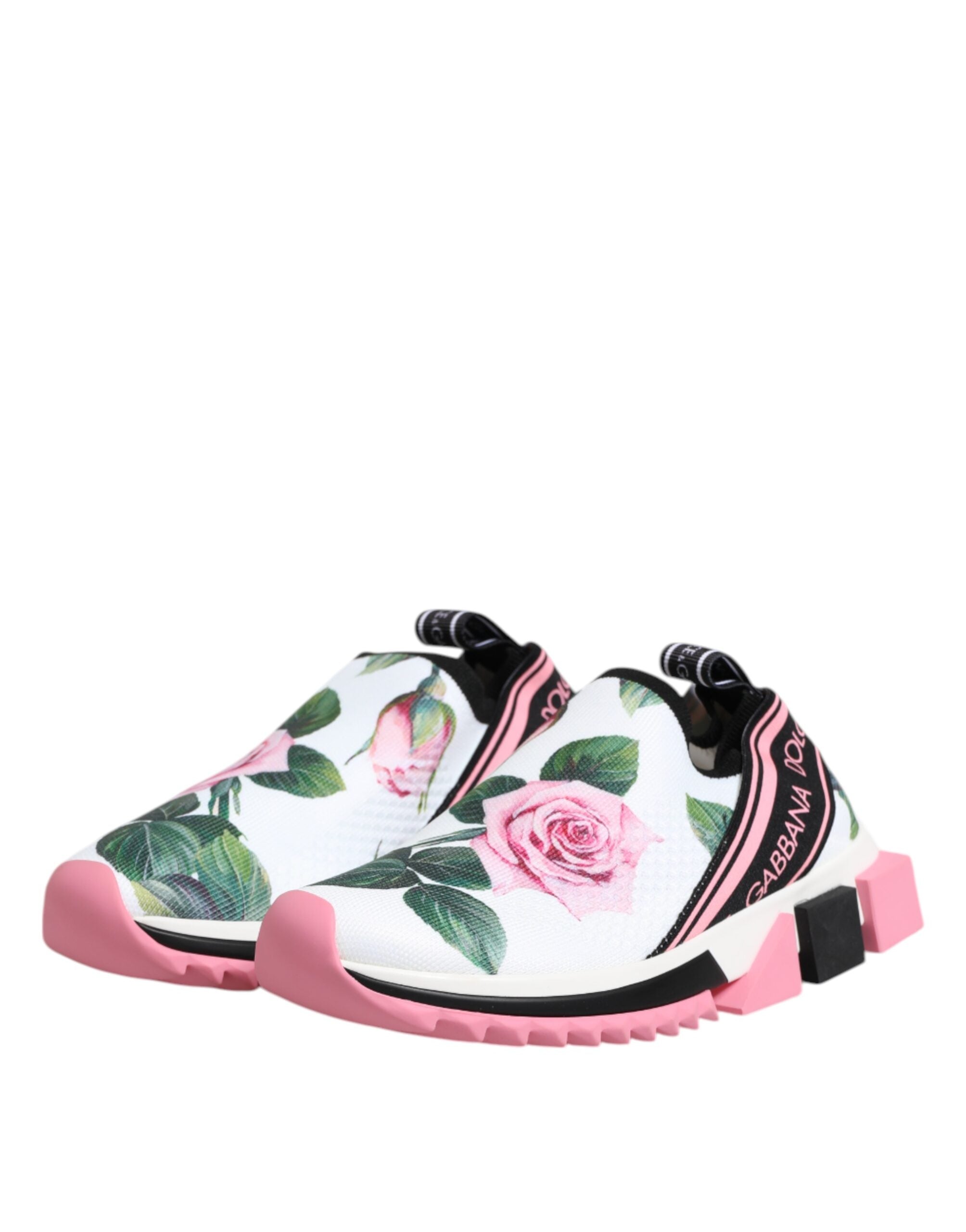 Dolce & Gabbana White Rose Print Sorrento Sneakers Shoes Glam Steals