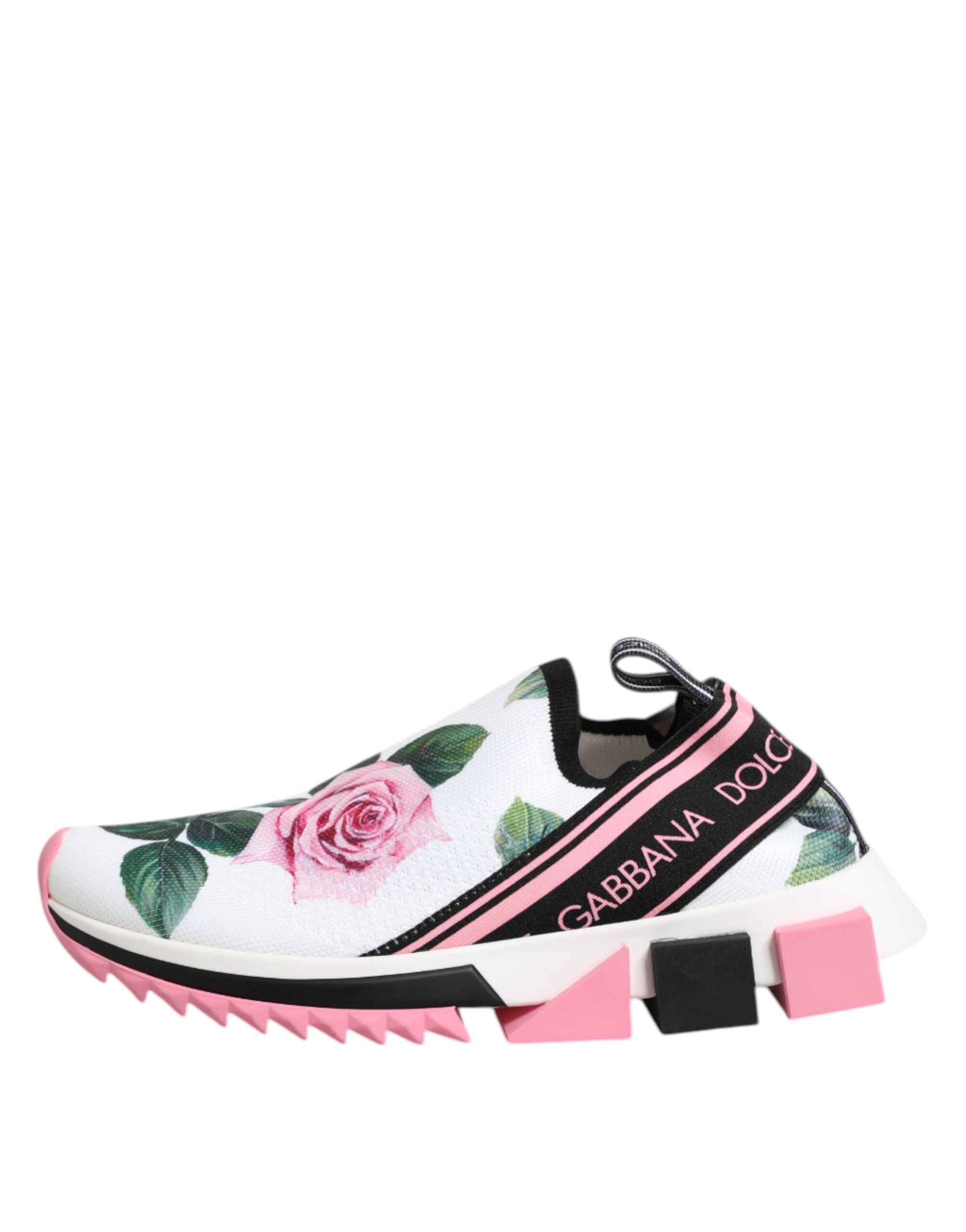 Dolce & Gabbana White Rose Print Sorrento Sneakers Shoes Glam Steals