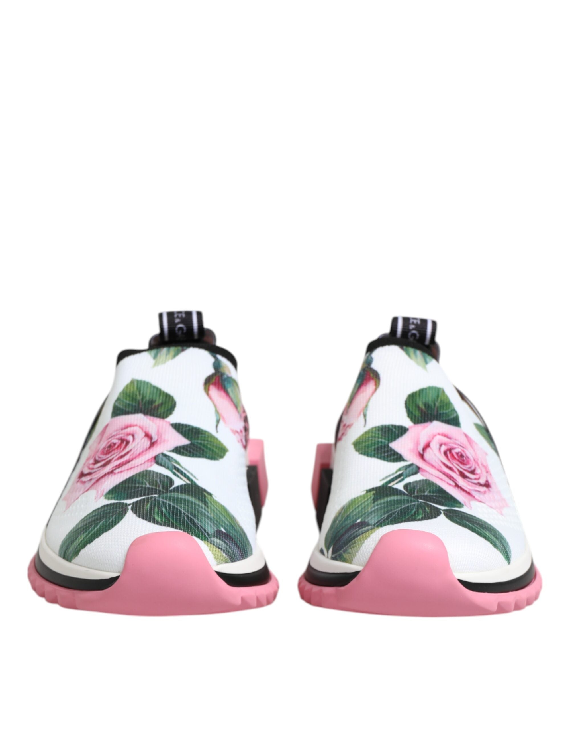 Dolce & Gabbana White Rose Print Sorrento Sneakers Shoes Glam Steals