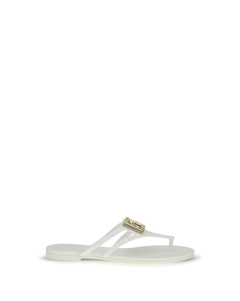 Dolce & Gabbana White Rubber Flip Flop Sandals 