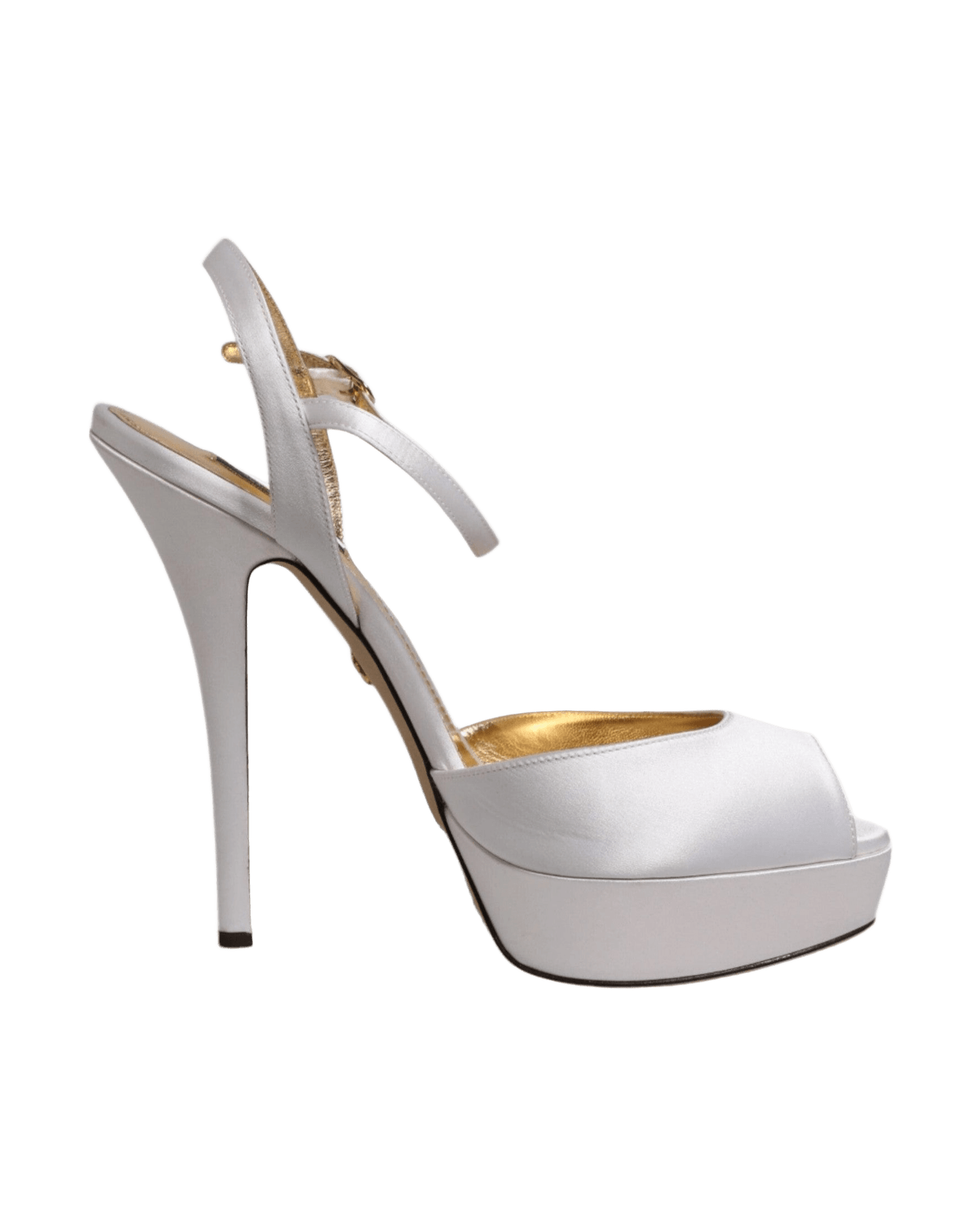 Dolce & Gabbana White Satin Platform Heels Sandals Shoes Glam Steals