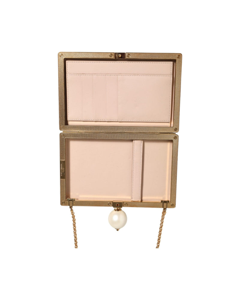 Dolce & Gabbana White Silk Rose Embroidery Gold Frame Clutch Purse Bag Glam Steals