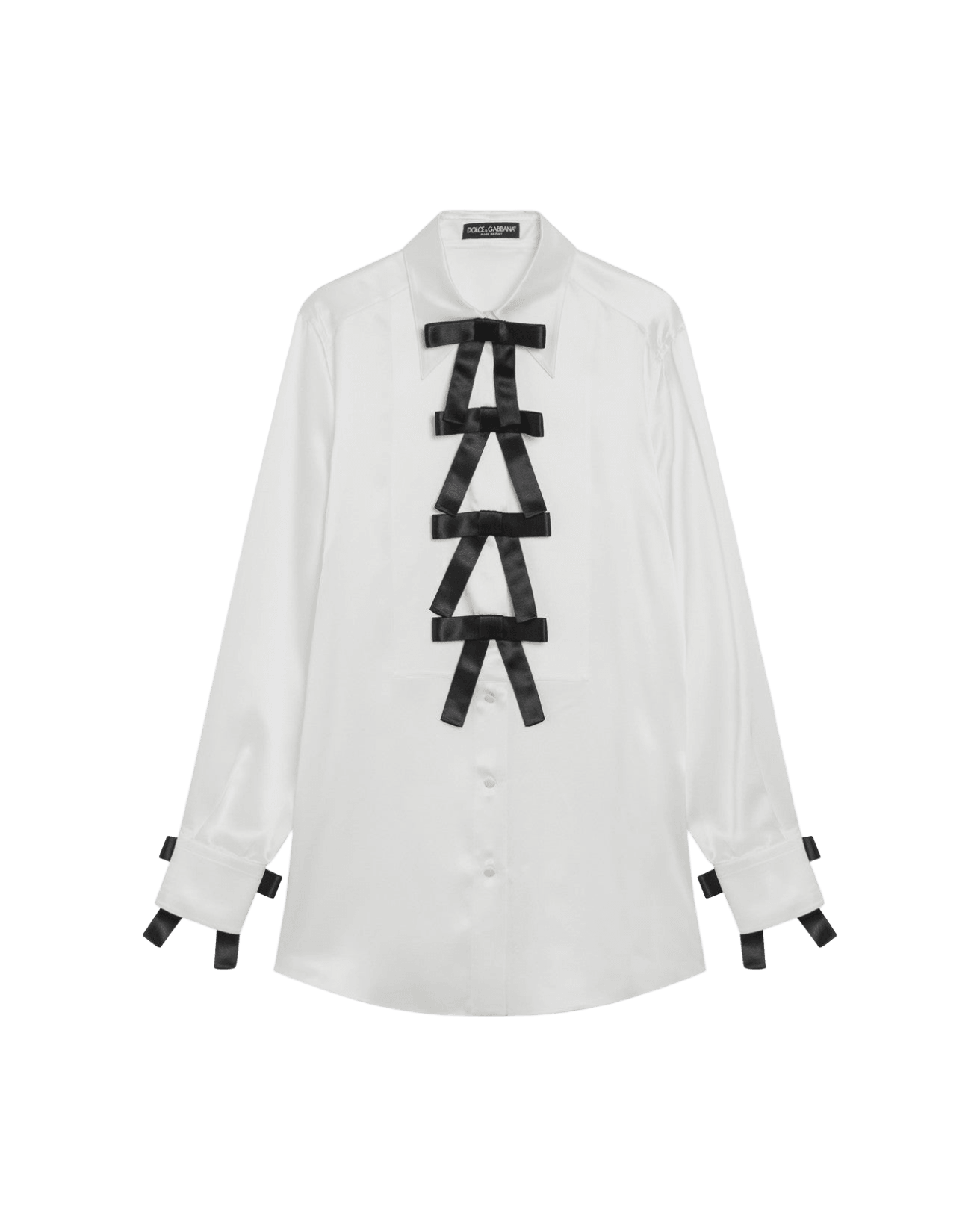 Dolce & Gabbana White Silk Shirt with Bows Glam Steals