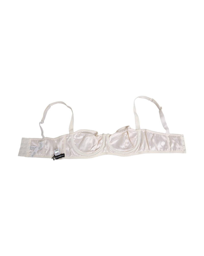 Dolce & Gabbana White Silk and Satin Balconnet Lingerie Bra Underwear Glam Steals