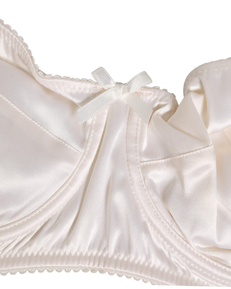 Dolce & Gabbana White Silk and Satin Balconnet Lingerie Bra Underwear Glam Steals