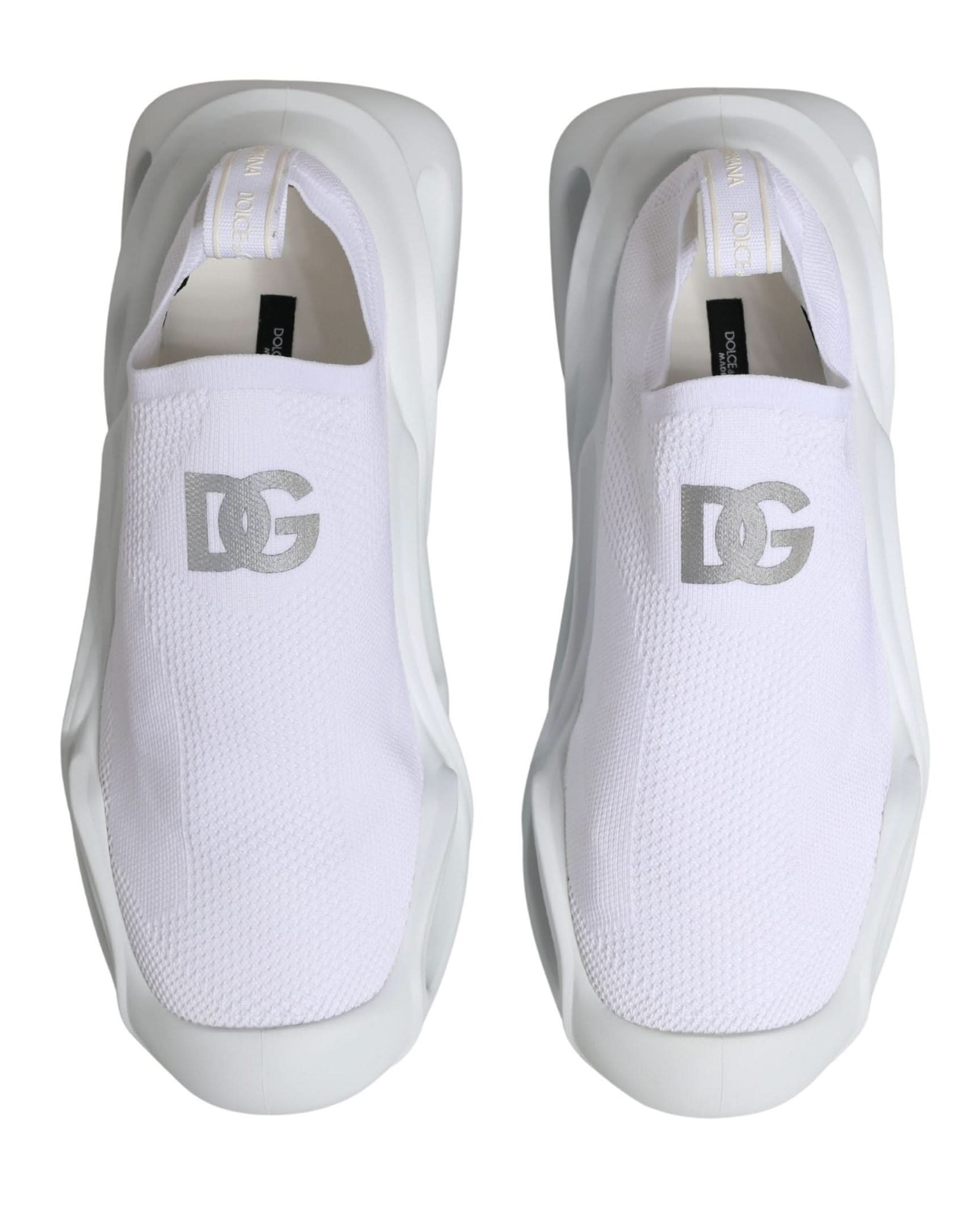 Dolce & Gabbana White Slip On Wave Low Top Sneakers Shoes Glam Steals