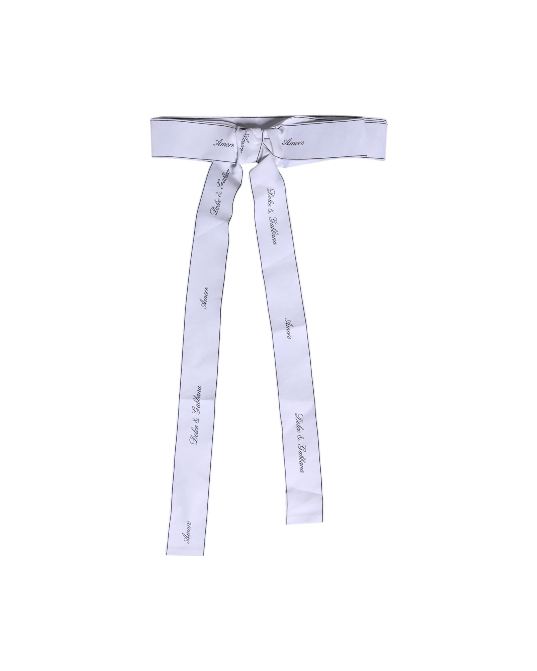 Dolce & Gabbana White Waist Ribbon Wide Bow Logo Belt Glam Steals
