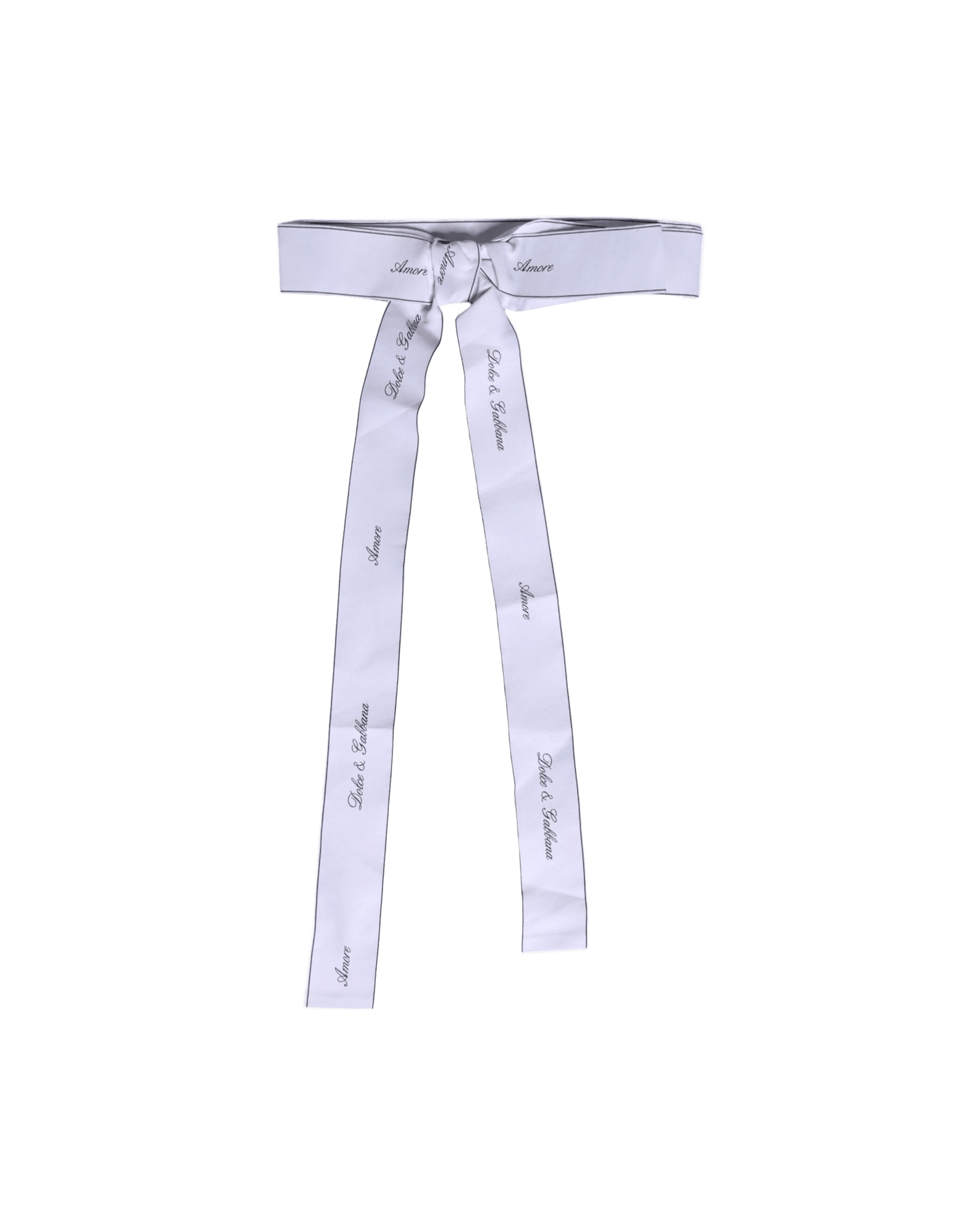 Dolce & Gabbana White Waist Ribbon Wide Bow Logo Belt Glam Steals