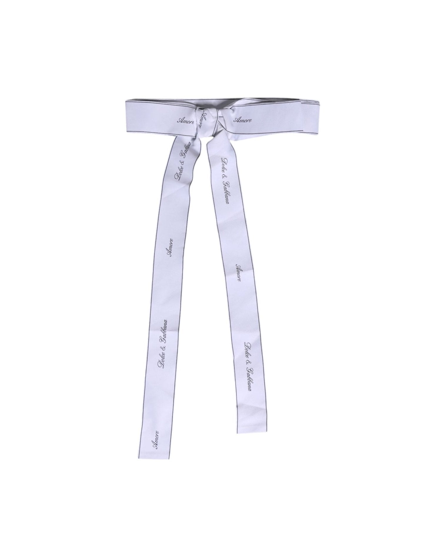 Dolce & Gabbana White Waist Ribbon Wide Bow Logo Belt Glam Steals