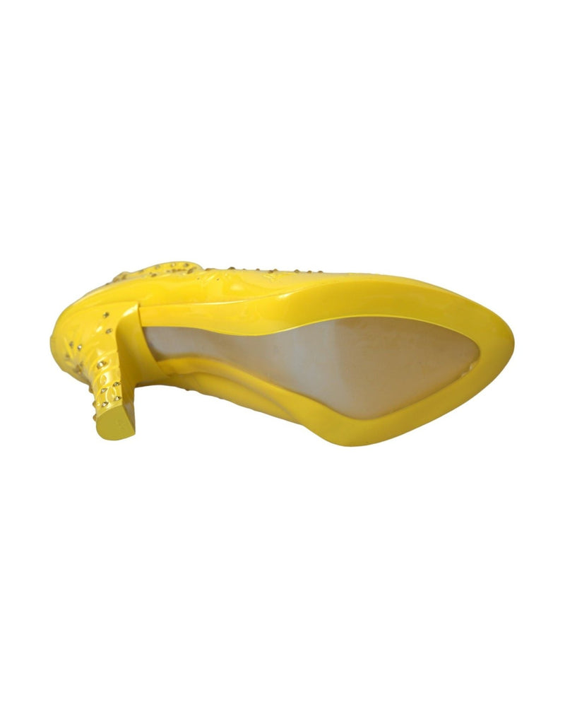Dolce & Gabbana Yellow Crystal Cinderella Heels Pumps Shoes Heels
