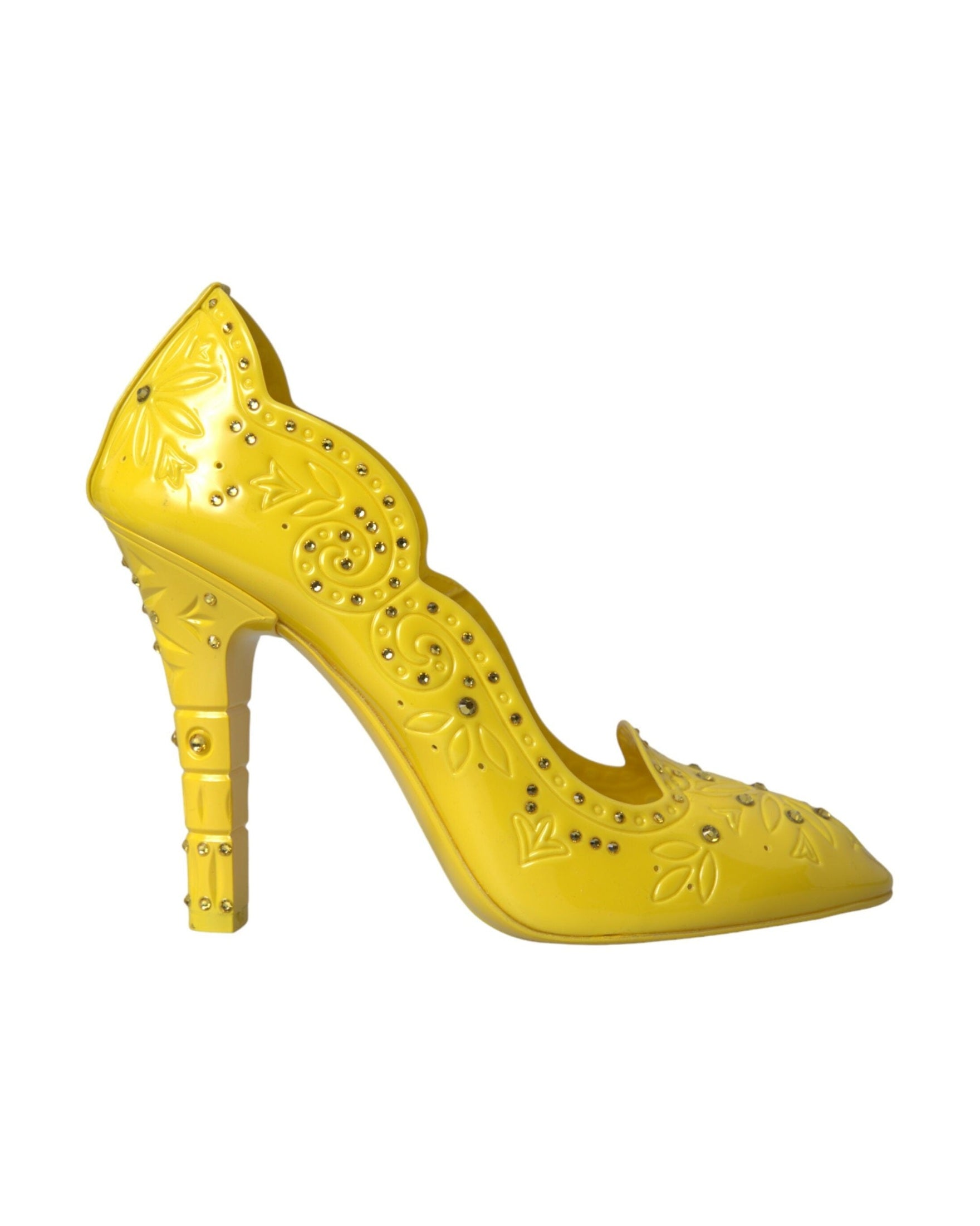 Dolce & Gabbana Yellow Crystal Cinderella Heels Pumps Shoes Glam Steals