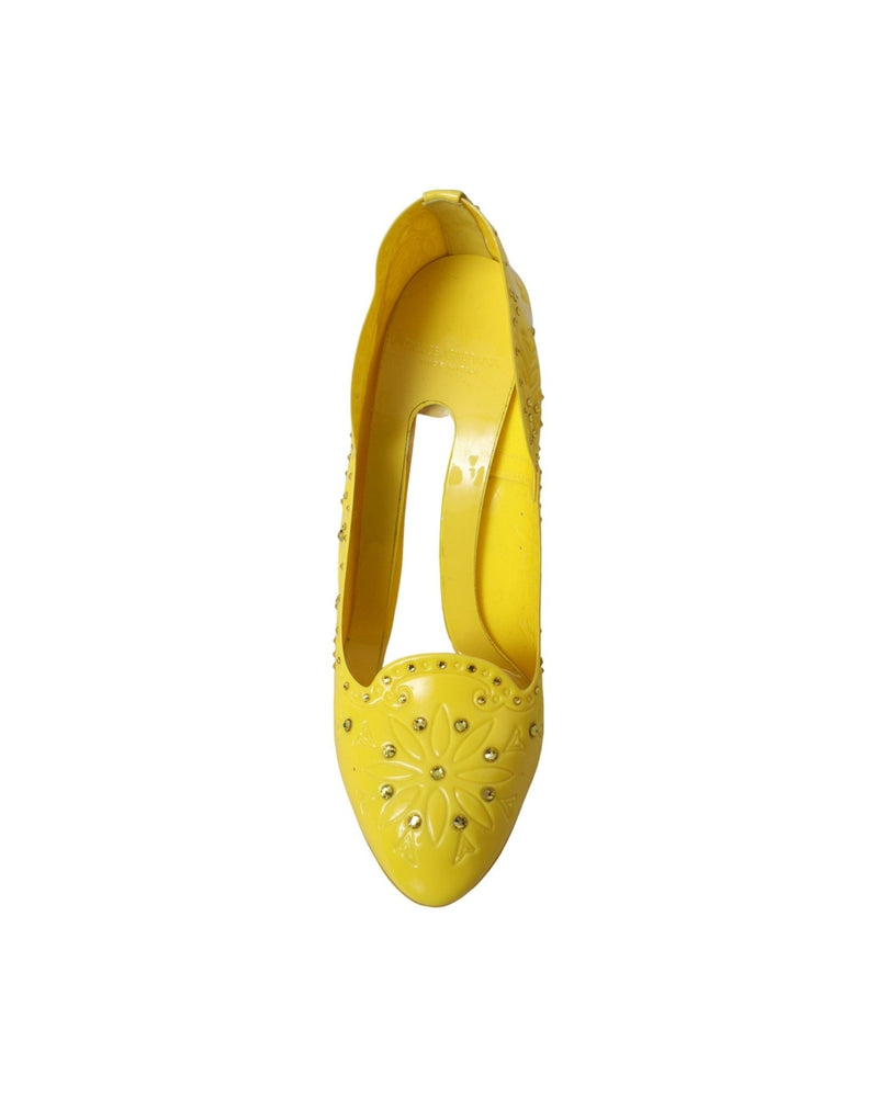 Dolce & Gabbana Yellow Crystal Cinderella Heels Pumps Shoes Glam Steals
