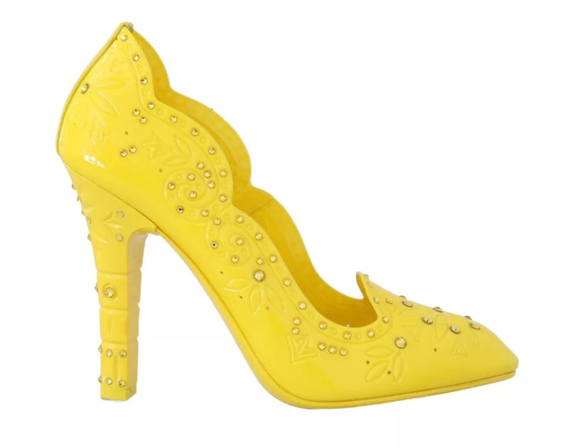 Dolce & Gabbana Yellow Crystal Heels Cinderella Shoes Glam Steals
