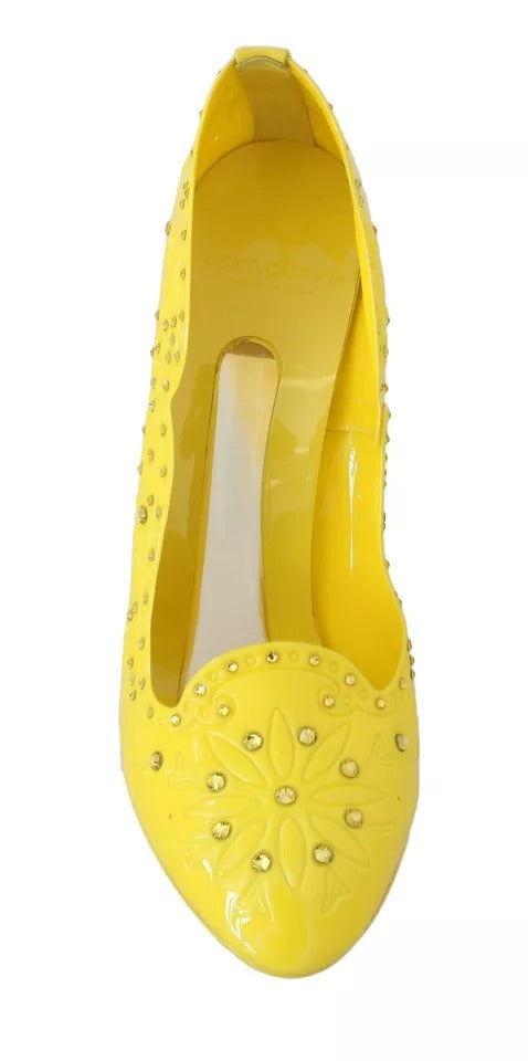 Dolce & Gabbana Yellow Crystal Heels Cinderella Shoes Glam Steals