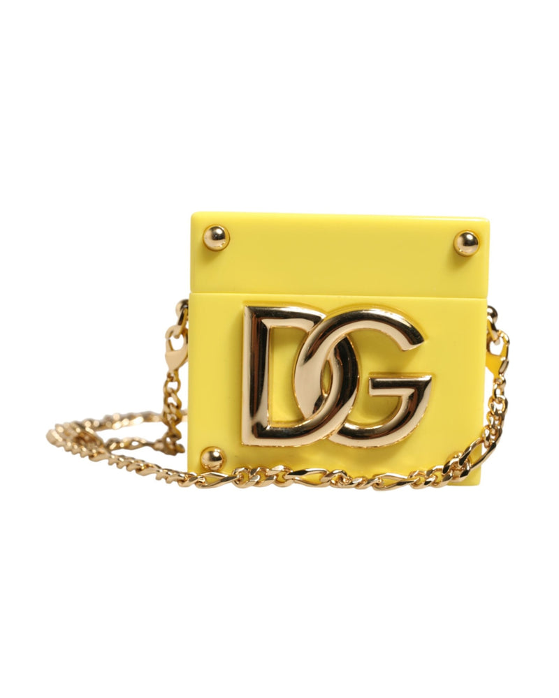 Dolce & Gabbana Yellow Dg Logo Plaque Cover Gold Chain Airpods Case Glam Steals