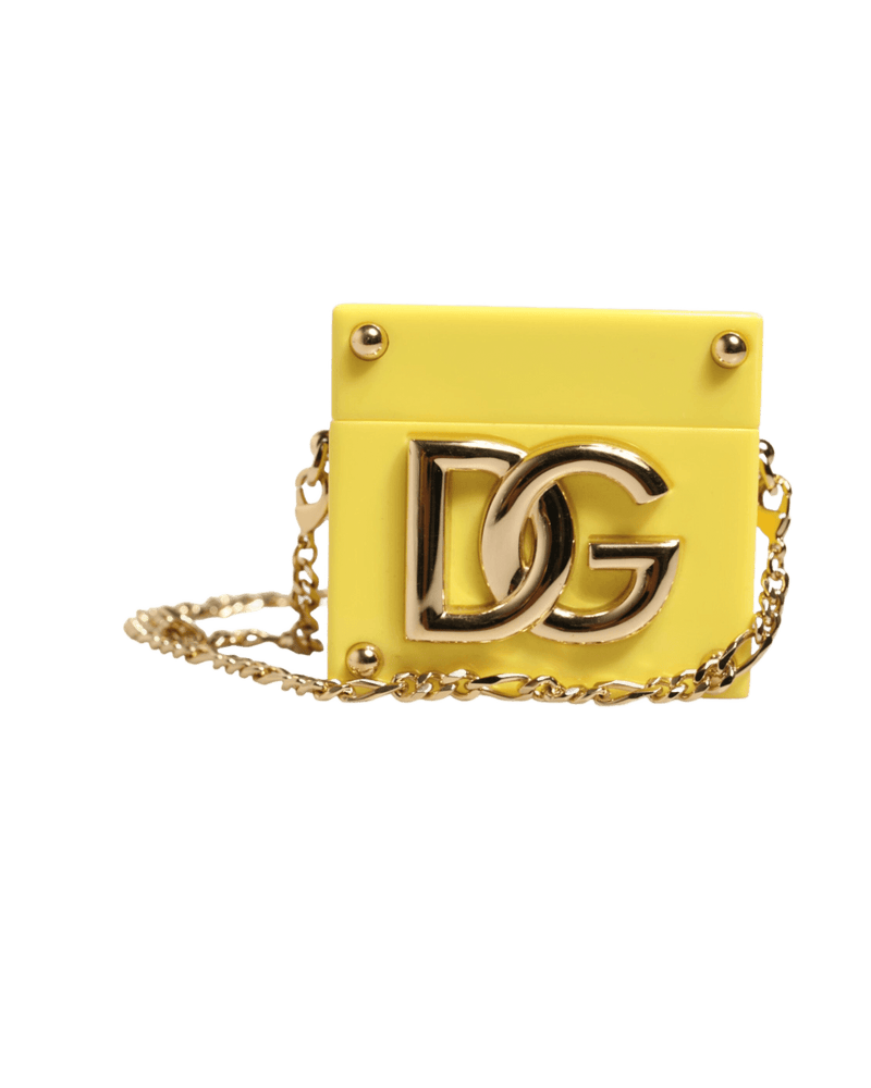 Dolce & Gabbana Yellow Dg Logo Plaque Cover Gold Chain Airpods Case Glam Steals